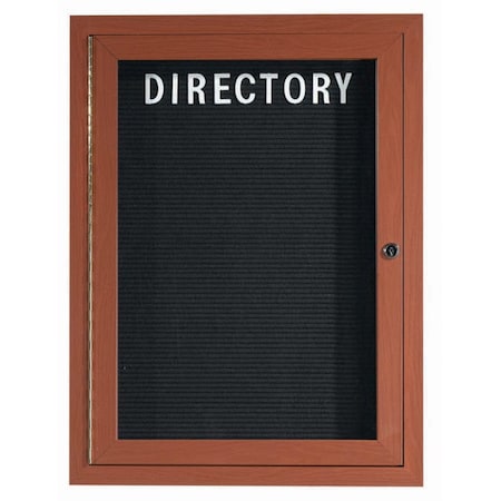 Aarco Enclosed Letter Board Directory w/ Aluminum Oak Wood Look Finish Frame, 36''Hx24''W, 1 Door Unit ADCO3624R
