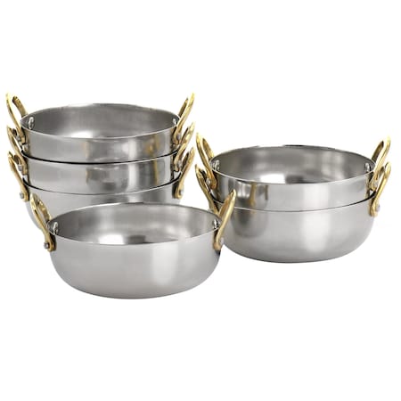 Martha Stewart 6 Piece Mini Vintage Circular Au Gratin Pan Set with Brass Handle 80660.01