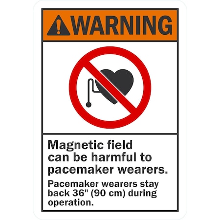 Lyle Warning Magnetic Field Can Be Harmful To Pacemaker, 7x10, Non-Reflective, White G-17303-PL_7x10
