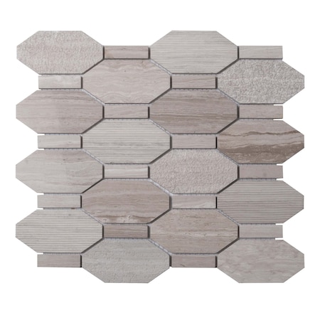 Apollo Tile Wooden Gray 11x12 Marble Polished, Etched Floor and Wall Mosaic Tile 4.66 sqft/case, 5PK APLBL8802WGA