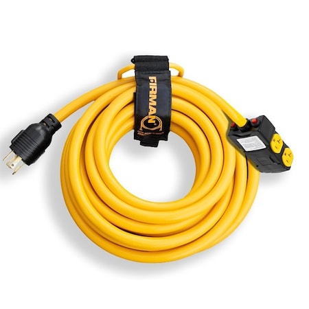 Firman Power Cord with Storage Strap, 10 ga Wire, 25 ft L, Yellow Sheath 1195