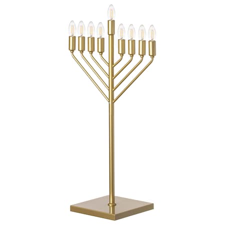 Vintiquewise Chabad Style Gold Finish Hanukkah Menorah for Entryway, Living Room, Office, and Kitchen with LED QI004693.GD