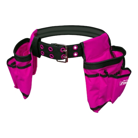 The Original Pink Box 2-Pouch Canvas Tool Belt, Pink PB2BELT
