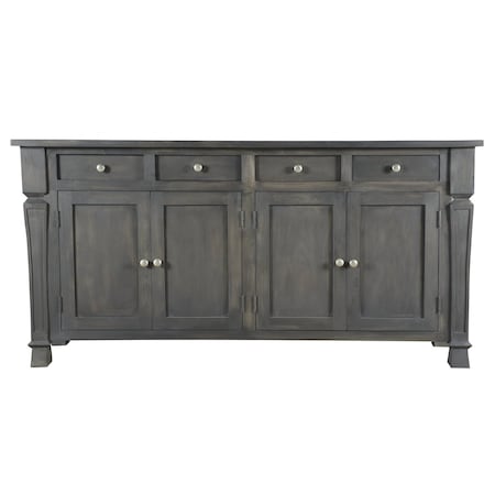 Homeroots 72in Dark Gray Solid Wood Four Drawer Sideboard with Four Doors 488489