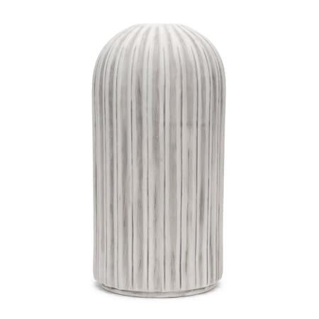 Homeroots 21" Gray And White Striped Ceramic Cylinder Floor Vase 608583