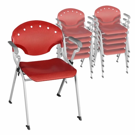 Regency Rico Classroom Training Stack Chair with Arms, Red, 11PK 306-RD-11PK