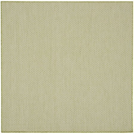 Homeroots 5' Ivory And Green Square Geometric Indoor Outdoor Area Rug 552428