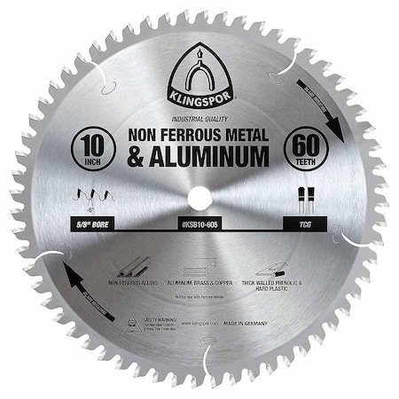 Klingspor 10" 60-Tooth Non-Ferrous Metal & Aluminum Saw Blade KSB10-605