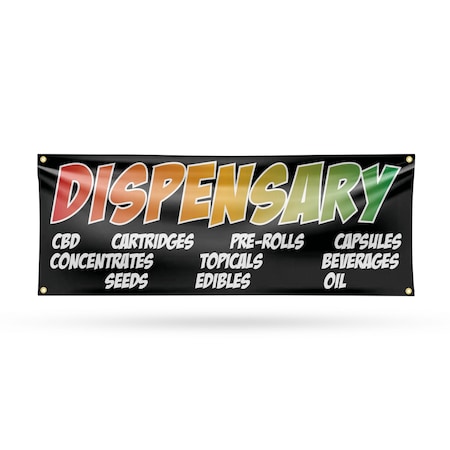 Signmission Dispensary CBD Pre Rolls Edibles, 18 Inch x 48 Inch, Vinyl Banner B-30547
