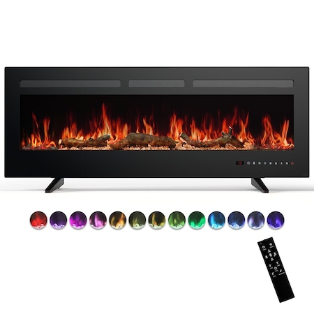 Edendirect 50 in. Wall Mount Electric Fireplace in Black, Sleep Mode, 12H Timer, Adjustable Flame Color and Speed ZR-ZHUMI-QBL-Z50IN-BK