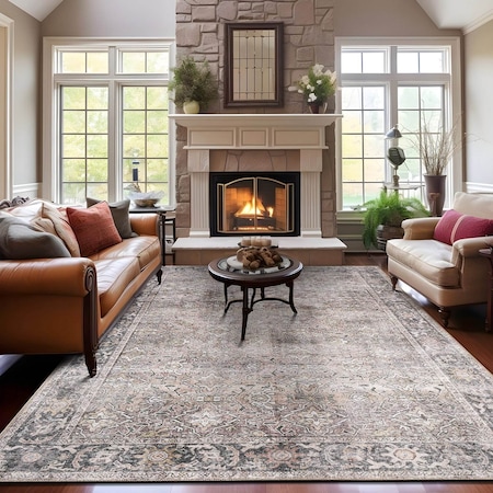 World Rug Gallery Vintage Distressed Machine Washable Non Slip Area Rug 9 ft x 12 ft Olive 6028OLIVE9X12