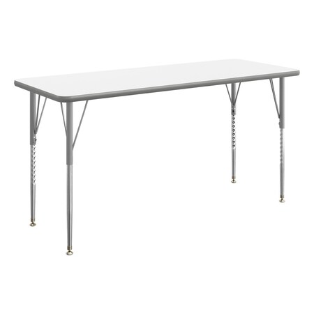 Flash Furniture Wren 60 in x 24 in Adjustable Height Activity Table, Thermal Laminate Top, Standard Legs, White XU-A2460-REC-WHT-T-A-GG