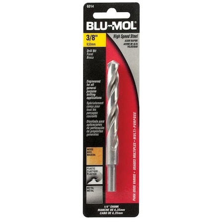 Blu-Mol 6014 0.37 dia High Speed Steel Drill Bit 0.25 in. Shank dia 80821