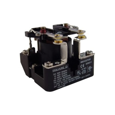 Square D POWER RELAY 600VAC 5AMP TYPE C +OPTIONS.277VAC COIL, DPST. 2NO SWITCHES, 1.5HP. 8501CO7V04