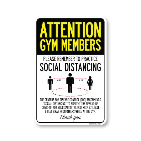 Signmission Public Safety, Gym Members Practice Social Distancing, 14in X 10in Aluminum, OS-NS-A-1014-25394 OS-NS-A-1014-25394