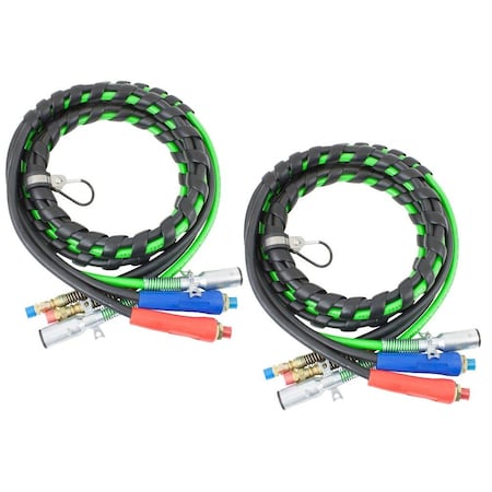 Mytee Products 3-in-One Wrap 7 Way Electrical Green ABS Air Brake Lines 18 Ft, 2PK MP-AB3IO-169187x2