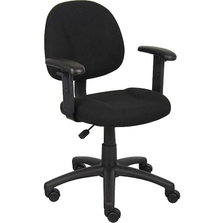 Boss B316 Posture Deluxe Office Task Chair, 25 in W 25" L 40" H, Adjustable, Tweed Seat B316-BK