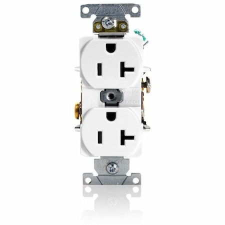 Leviton Duplex Straight Blade Receptacle, 5-20R, 20 A, 125V AC, 2 Pole, 3 Wire, Flush Mount, Grounded 5352-W