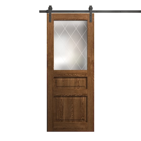 Sartodoors Modern Barn Door 30 x 84 inches, Ego 5011 Cognac Oak Veneer, 6.6FT Rail Track Heavy Hardware Set , EGO5011BD-B-DKO-3084