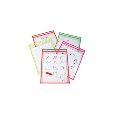 C-Line Products Reusable Dry Erase Pockets, 9 x 12, Assorted Neon Colors, 10PK 40810