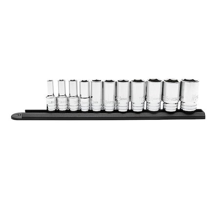 Gearwrench Mid Length Socket Set, SAE, 6 Pt, 3/8, 11 PC 80555S-06