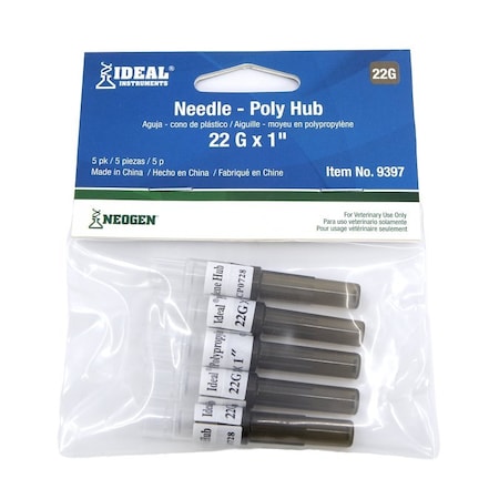 Neogen Needle, 22 ga, 1 in L, 5PK 9397
