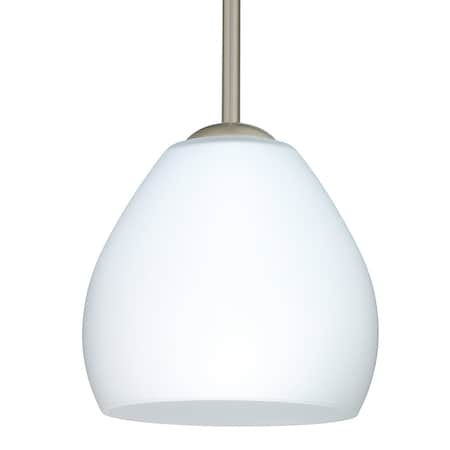 Besa Lighting Besa Bolla Stem Pendant, Opal Matte, Satin Nickel Finish, 1x 9W LED 1TT-412207-LED-SN