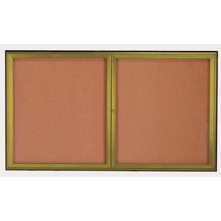Aarco Enclosed Bulletin Board w/ Al Waterfall Style Frame, Antique Brass, 36''Hx60''W WFC3660LB