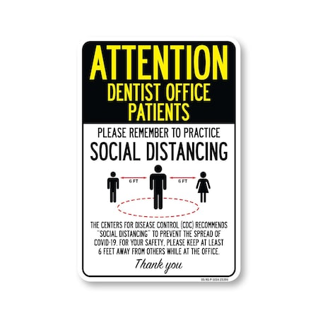 Signmission PSA, Dentist Office Patients Practice Social Distancing, 14in X 10in Rigid Plastic, NS-P-1014-25396 OS-NS-P-1014-25396
