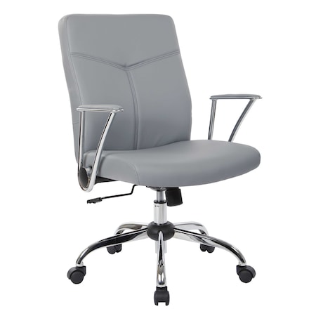 Osp Home Furnishings FL Series Faux Leather Chair, Charcoal FL80287C-u42