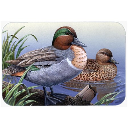 Carolines Treasures Green Teal Ducks In The Water Glass Cutting Board- Large PTW2057LCB