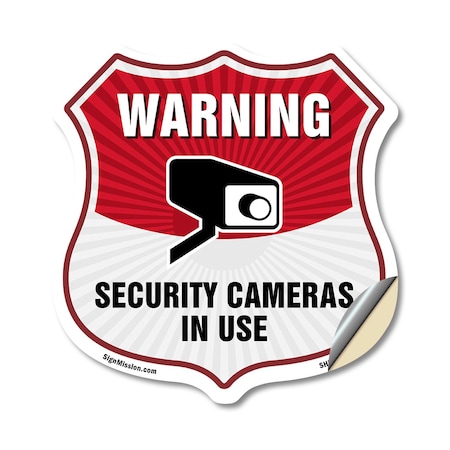 Signmission Video Surveillance Shield Sign Warning S, 18 Inch X 18 Inch, Vinyl Decal SHI-D-18-468