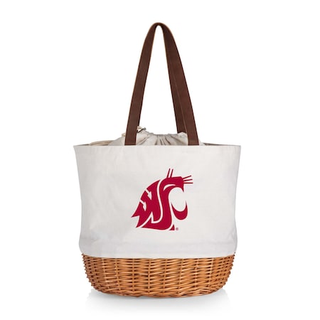 Picnic Time Family Of Brands NCAA Washington State Cougars Coronado Canvas and Willow Basket Tote - Picnic Bag 203-00-187-634-0