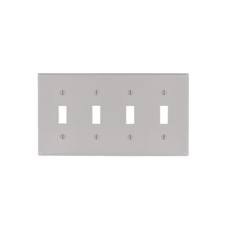Leviton Switch Wallplate, Standard Size, Gang 4, Gray 87012