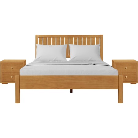 Homeroots Three Piece Oak Solid Wood Bedroom Set 523674