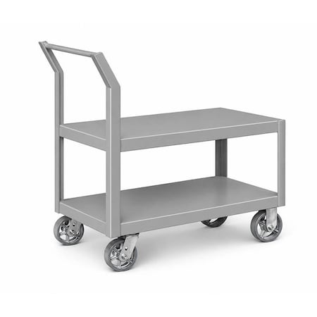 Pucel Single Handle Heavy Duty Truck, 18 in D x 60 in W x 36 in H, 5 inx2 in Semi Steel Casters, Black 18-TR-60S-OSH