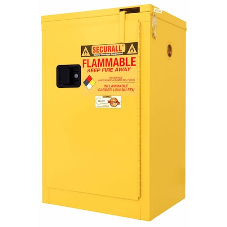 Securall Flammable Storage Cabinet, 12 Gallon, 1 Shelves, 24 in W x 37 in H x 18 in D, Yellow A305