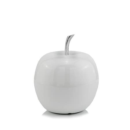 Homeroots 6" White Aluminum Decorative Apple Tabletop Sculpture 383764