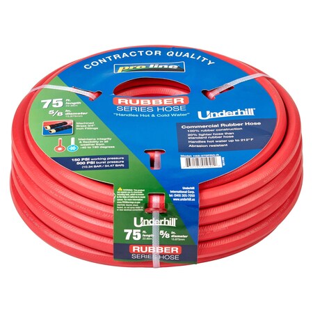 Tubo Da Giardino Underhill ProLine H75-050PRO-FW | 3/4 X 50 Piedi, Leggero, Antipiega, Raccordi In Ottone | Rosso