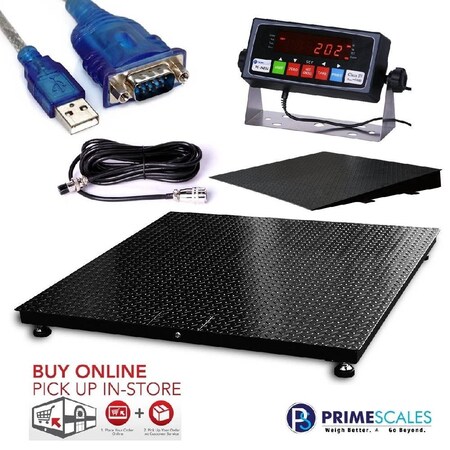 Prime Systems New NTEP 5' x 4', 60''x 48'', Floor Scale with Ramp 10,000 lbs x2 lb Pallet Size PS-F6048-10k-ramp