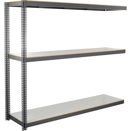 Global Industrial 3 Shelf Heavy Duty Channel Boltless Shelving Add On, 96"Wx24"Dx60"H, Laminate Deck B3153125