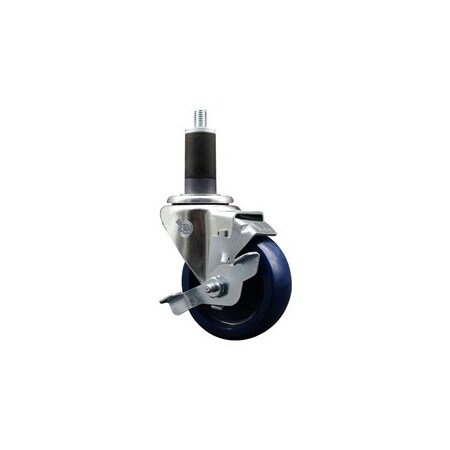 Service Caster 3.5'' SS Solid Poly Swivel 1-1/4'' Expanding Stem Caster with Brake SCC-SSEX20S3514-SPUS-TLB-114