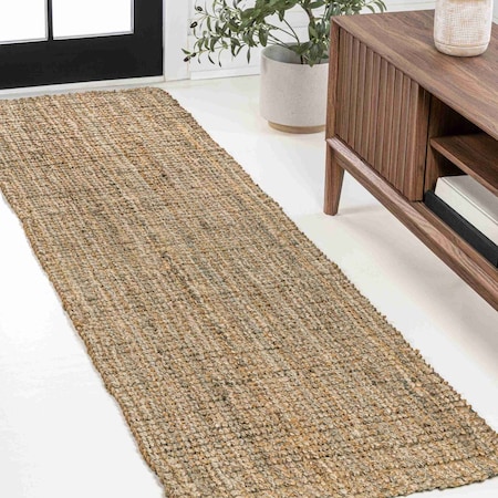 Jonathan Y Biot Traditional Rustic Handwoven Jute Solid Natural 2 ft. x 8 ft. Runner Rug NRF104A-28