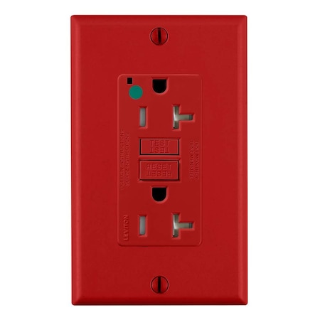 Leviton 20 Amp SmartlockPro GFCI Receptacle/Outlet, Hospital Grade, Tamper-Resistant - Red GFTR2-HGR