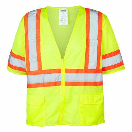 Ironwear Two-Tone Hi-Vis Safety Vest w/Sleeves S Class 3 , Zipper 6 Pockets 1293-LZ-SM
