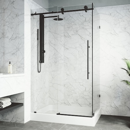 Vigo E-Class 36 in. L x 48 in. W x 82 in. H Frameless Sliding Shower Enclosure Kit in Matte Black VG6053MBCL48WL