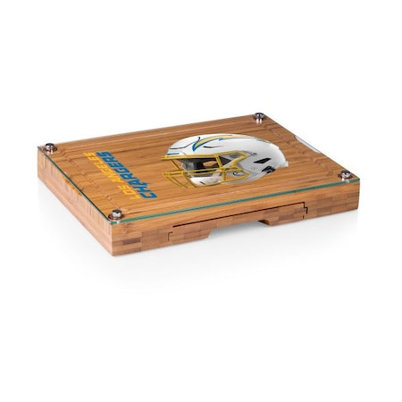 Picnic Time Family Of Brands NFL Los Angeles Chargers - Concerto Glass Top Cheese Cutting Board & Tools Set 919-00-505-344-2