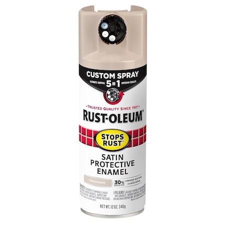 Rust-Oleum Rust Preventative Spray Paint, Satin, French Beige, 12 oz, Can 376879