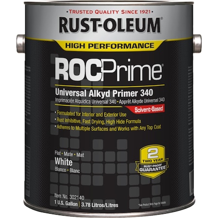 Rust-Oleum ROCPrime Universal Alkyd Primer 340, White, Flat, 1 Gallon 302140