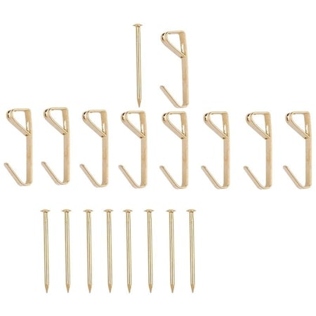 Prosource Picture Hanger, 20 lb, Steel, Polished Brass, Brass, Nail-In Mounting PH-122308-PS